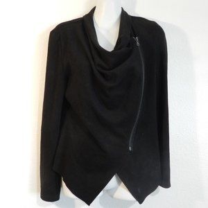 Vigoss faux suede asymmetrical collar, long sleeve zip up moto jacket, b…